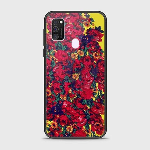 Samsung Galaxy M30s Cover - Floral Series - HQ Ultra Shine Premium Infinity Glass Soft Silicon Borders Case