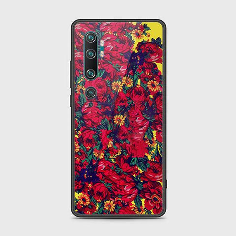 Xiaomi Mi Note 10 Cover - Floral Series - HQ Ultra Shine Premium Infinity Glass Soft Silicon Borders Case