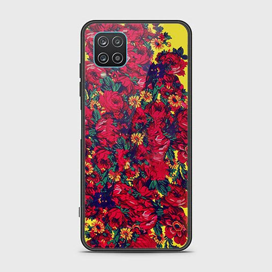 Samsung Galaxy A12 Cover - Floral Series - HQ Ultra Shine Premium Infinity Glass Soft Silicon Borders Case