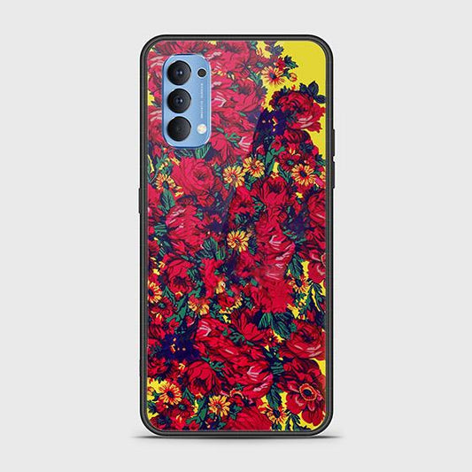 Oppo Reno 4 Cover - Floral Series - HQ Ultra Shine Premium Infinity Glass Soft Silicon Borders Case