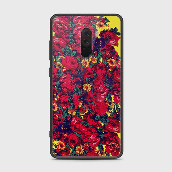 Xiaomi Pocophone F1 Cover - Floral Series - HQ Ultra Shine Premium Infinity Glass Soft Silicon Borders Case