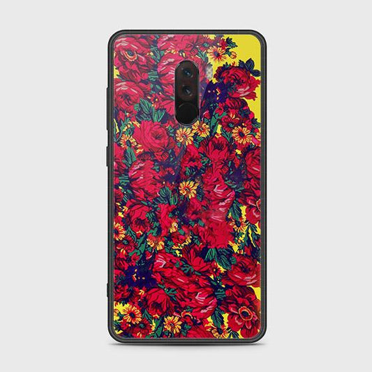 Xiaomi Pocophone F1 Cover - Floral Series - HQ Ultra Shine Premium Infinity Glass Soft Silicon Borders Case