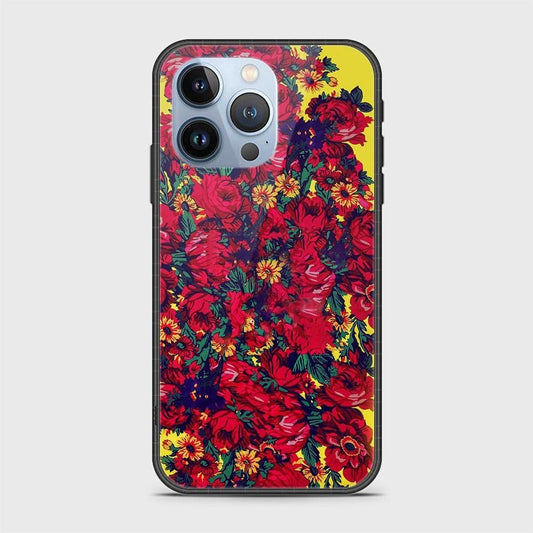 iPhone 13 Pro Cover- Floral Series - HQ Ultra Shine Premium Infinity Glass Soft Silicon Borders Case
