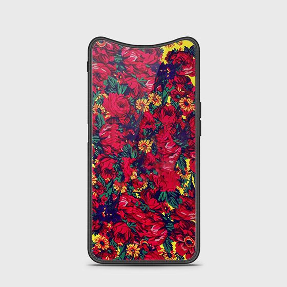 Oppo Find X Cover - Floral Series - HQ Ultra Shine Premium Infinity Glass Soft Silicon Borders Case