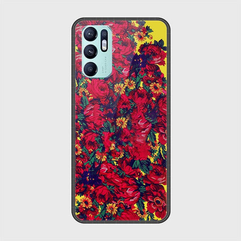 Oppo Reno 6 Cover - Floral Series - HQ Ultra Shine Premium Infinity Glass Soft Silicon Borders Case