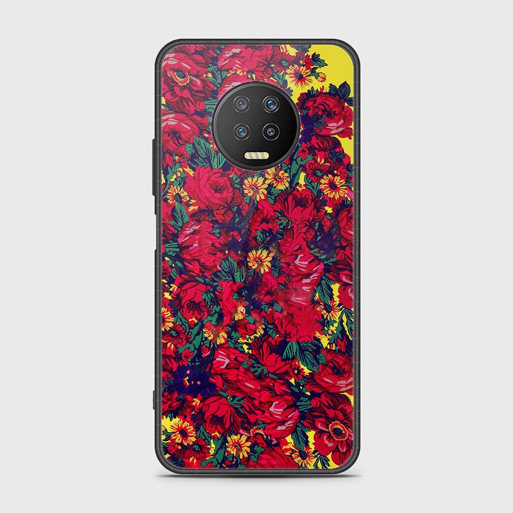 Infinix Note 7 Cover- Floral Series - HQ Ultra Shine Premium Infinity Glass Soft Silicon Borders Case