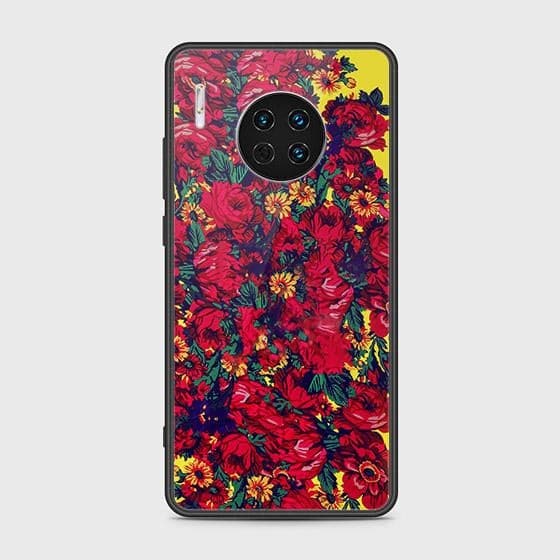 Huawei Mate 30 Cover - Floral Series - HQ Ultra Shine Premium Infinity Glass Soft Silicon Borders Case