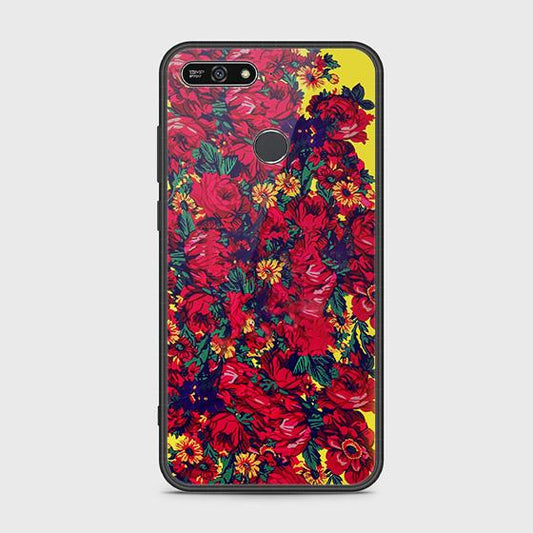 Huawei Y6 Prime 2018 Cover - Floral Series - HQ Ultra Shine Premium Infinity Glass Soft Silicon Borders Case
