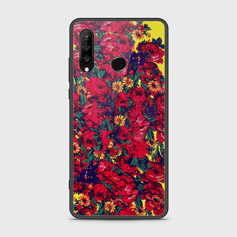 Huawei P30 lite Cover - Floral Series - HQ Ultra Shine Premium Infinity Glass Soft Silicon Borders Case