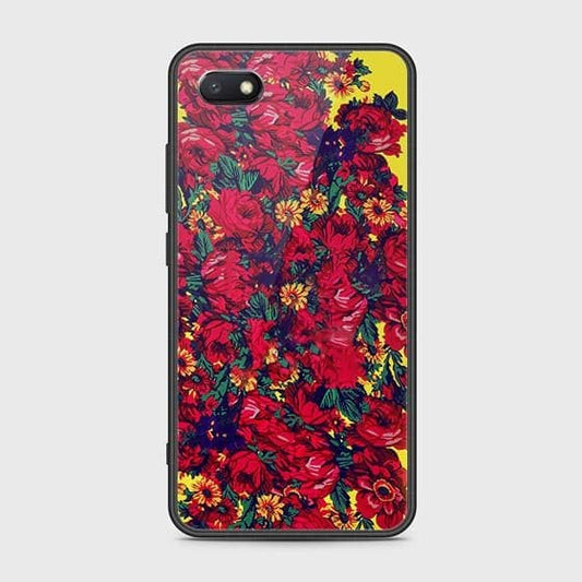 Y5 2018 Cover - Floral Series - HQ Ultra Shine Premium Infinity Glass Soft Silicon Borders Case