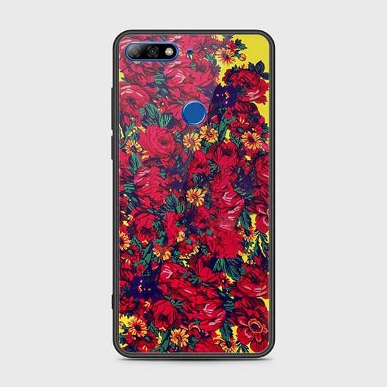 Huawei Y7 Prime 2018 Cover - Floral Series - HQ Ultra Shine Premium Infinity Glass Soft Silicon Borders Case