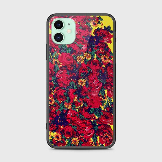 iPhone 11 Cover - Floral Series - HQ Ultra Shine Premium Infinity Glass Soft Silicon Borders Case