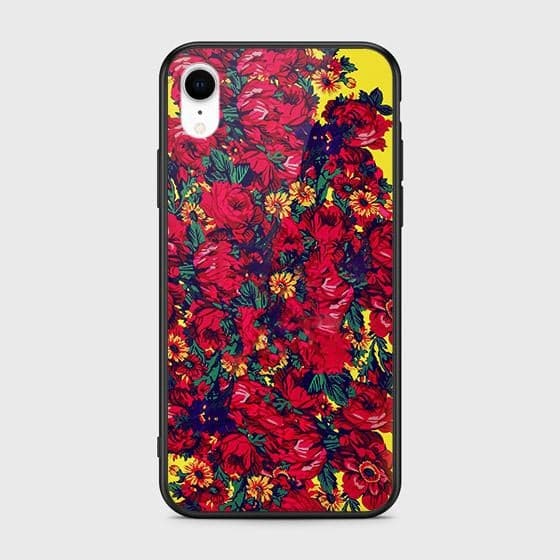 iPhone XR Cover - Floral Series - HQ Ultra Shine Premium Infinity Glass Soft Silicon Borders Case