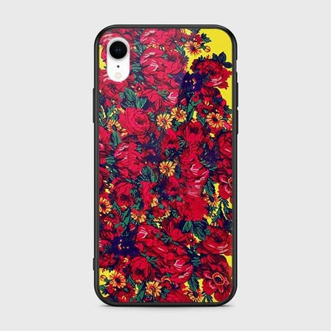 iPhone XR Cover - Floral Series - HQ Ultra Shine Premium Infinity Glass Soft Silicon Borders Case