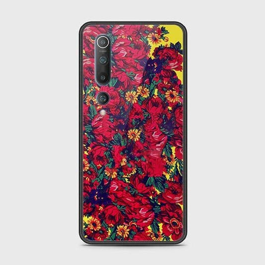 Xiaomi Mi 10 Cover - Floral Series - HQ Ultra Shine Premium Infinity Glass Soft Silicon Borders Case