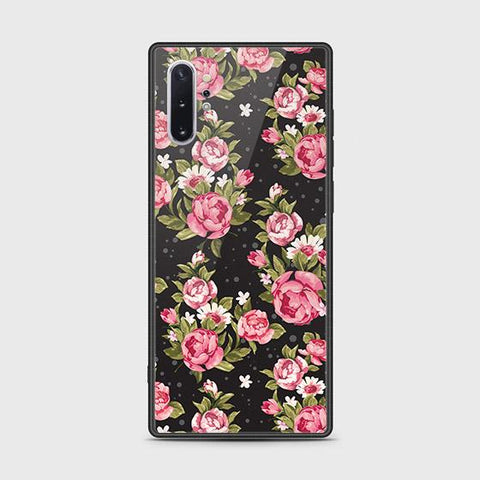 Samsung Galaxy Note 10 Plus Cover - Floral Series - HQ Ultra Shine Premium Infinity Glass Soft Silicon Borders Case