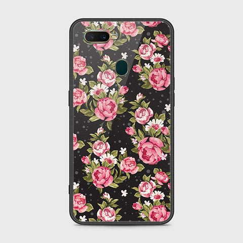 Oppo A7 Cover - Floral Series - HQ Ultra Shine Premium Infinity Glass Soft Silicon Borders Case