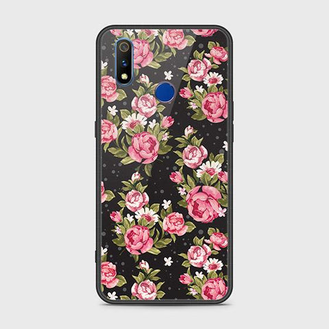 Realme 3 Cover - Floral Series - HQ Ultra Shine Premium Infinity Glass Soft Silicon Borders Case