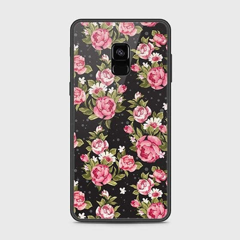 Samsung Galaxy A8 2018 Cover - Floral Series - HQ Ultra Shine Premium Infinity Glass Soft Silicon Borders Case