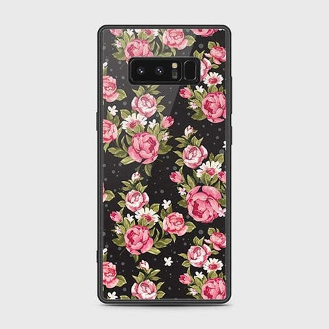 Samsung Galaxy Note 8 Cover - Floral Series - HQ Ultra Shine Premium Infinity Glass Soft Silicon Borders Case