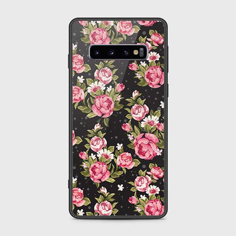 Samsung Galaxy S10 Cover - Floral Series - HQ Ultra Shine Premium Infinity Glass Soft Silicon Borders Case