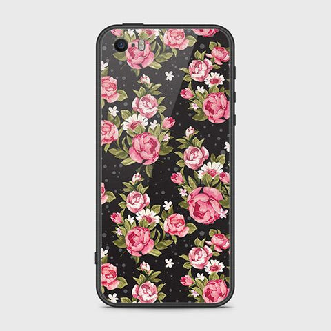 iPhone SE Cover - Floral Series - HQ Ultra Shine Premium Infinity Glass Soft Silicon Borders Case