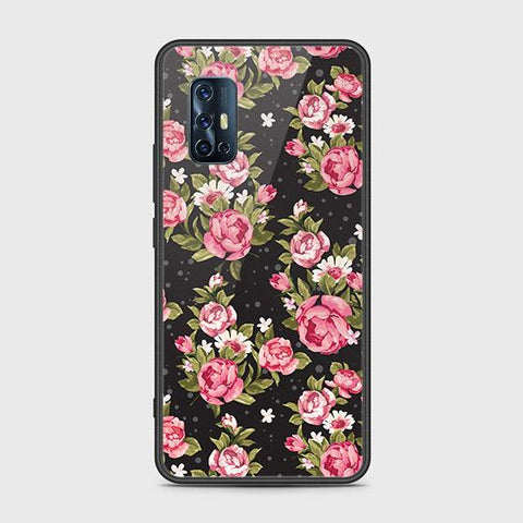 Vivo V17 Cover - Floral Series - HQ Ultra Shine Premium Infinity Glass Soft Silicon Borders Case