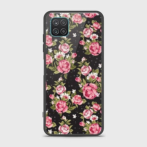 Samsung Galaxy A12 Cover - Floral Series - HQ Ultra Shine Premium Infinity Glass Soft Silicon Borders Case