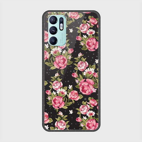 Oppo Reno 6 Cover - Floral Series - HQ Ultra Shine Premium Infinity Glass Soft Silicon Borders Case