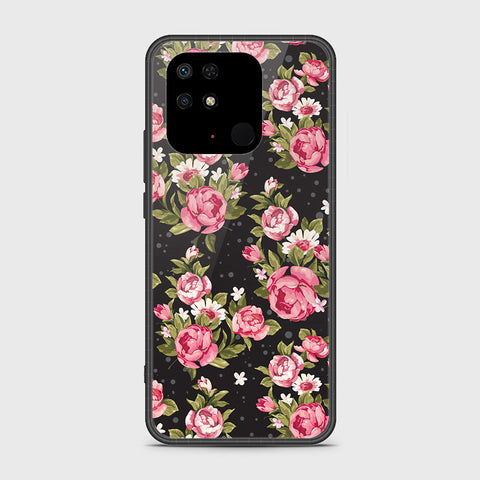 Xiaomi Redmi 10C Cover- Floral Series - HQ Ultra Shine Premium Infinity Glass Soft Silicon Borders Case