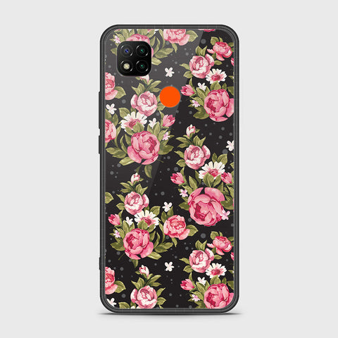 Xiaomi Redmi 9C Cover- Floral Series - HQ Ultra Shine Premium Infinity Glass Soft Silicon Borders Case