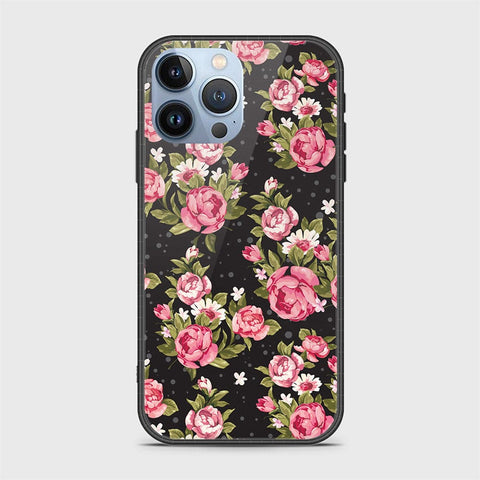 iPhone 14 Pro Cover- Floral Series - HQ Ultra Shine Premium Infinity Glass Soft Silicon Borders Case
