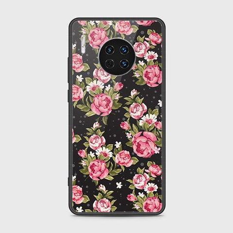 Huawei Mate 30 Cover - Floral Series - HQ Ultra Shine Premium Infinity Glass Soft Silicon Borders Case