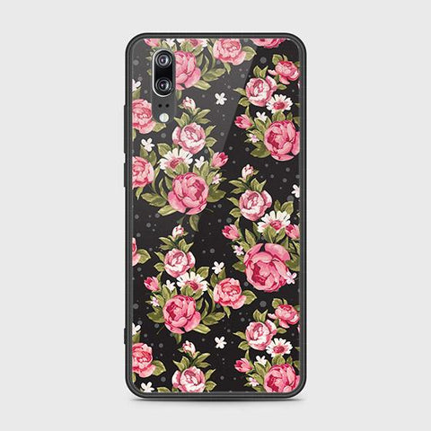 Huawei P20 Cover - Floral Series - HQ Ultra Shine Premium Infinity Glass Soft Silicon Borders Case