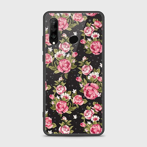 Huawei P30 lite Cover - Floral Series - HQ Ultra Shine Premium Infinity Glass Soft Silicon Borders Case