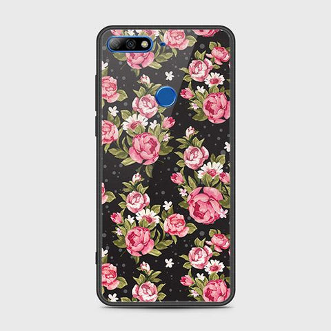 Huawei Y7 2018 Cover - Floral Series - HQ Ultra Shine Premium Infinity Glass Soft Silicon Borders Case