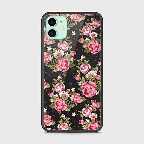 iPhone 11 Cover - Floral Series - HQ Ultra Shine Premium Infinity Glass Soft Silicon Borders Case