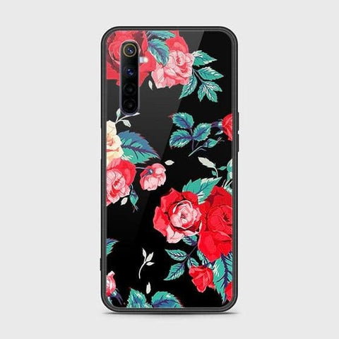 Realme 6 Cover - Floral Series - HQ Ultra Shine Premium Infinity Glass Soft Silicon Borders Case