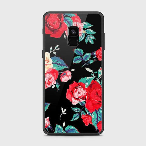 Samsung Galaxy A8 2018 Cover - Floral Series - HQ Ultra Shine Premium Infinity Glass Soft Silicon Borders Case