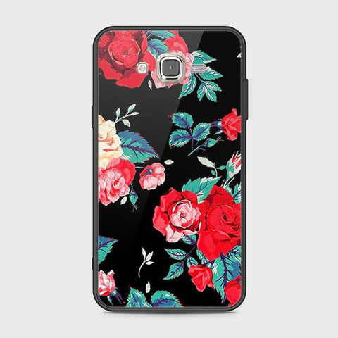 Samsung Galaxy J7 2015 Cover - Floral Series - HQ Ultra Shine Premium Infinity Glass Soft Silicon Borders Case