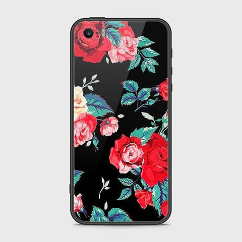 iPhone SE Cover - Floral Series - HQ Ultra Shine Premium Infinity Glass Soft Silicon Borders Case