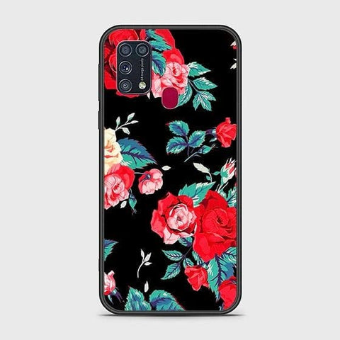 Samsung Galaxy M31 Cover - Floral Series - HQ Ultra Shine Premium Infinity Glass Soft Silicon Borders Case