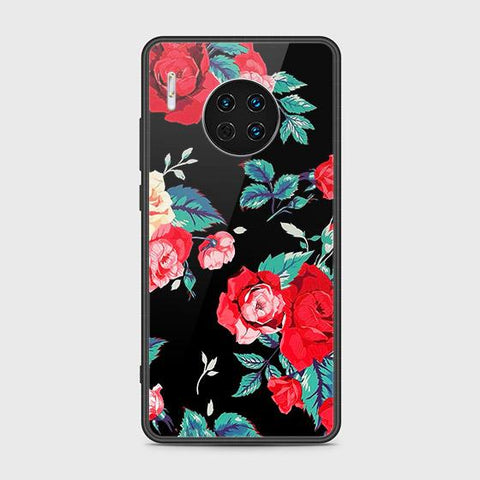 Huawei Mate 30 Cover - Floral Series - HQ Ultra Shine Premium Infinity Glass Soft Silicon Borders Case