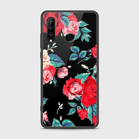 Huawei P30 lite Cover - Floral Series - HQ Ultra Shine Premium Infinity Glass Soft Silicon Borders Case