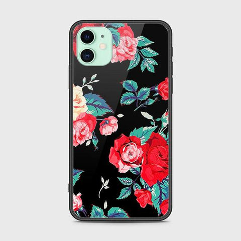 iPhone 11 Cover - Floral Series - HQ Ultra Shine Premium Infinity Glass Soft Silicon Borders Case