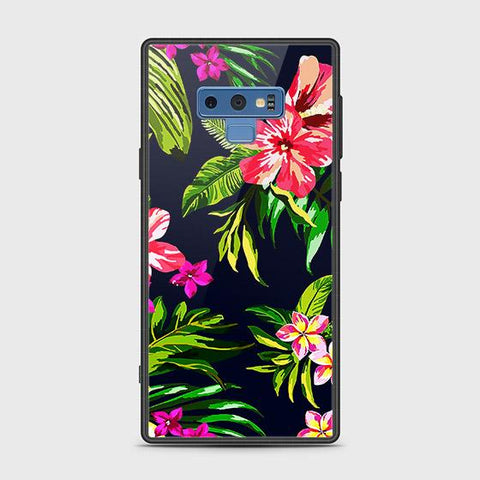 Samsung Galaxy Note 9 Cover - Floral Series - HQ Ultra Shine Premium Infinity Glass Soft Silicon Borders Case
