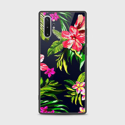 Samsung Galaxy Note 10 Plus Cover - Floral Series - HQ Ultra Shine Premium Infinity Glass Soft Silicon Borders Case