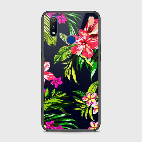 Realme 3 Cover - Floral Series - HQ Ultra Shine Premium Infinity Glass Soft Silicon Borders Case