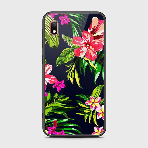 Samsung Galaxy A10 Cover - Floral Series - HQ Ultra Shine Premium Infinity Glass Soft Silicon Borders Case