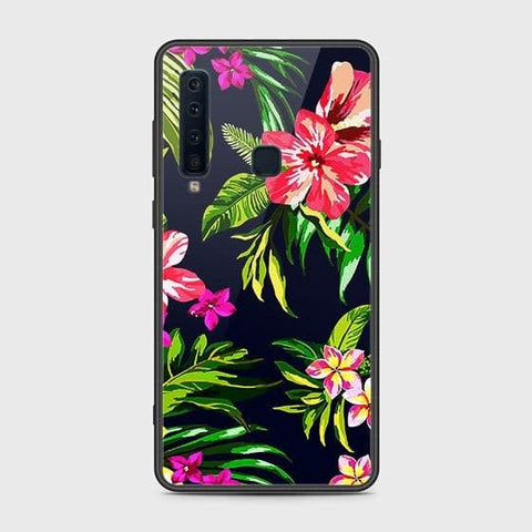 Samsung Galaxy A9 2018 Cover - Floral Series - HQ Ultra Shine Premium Infinity Glass Soft Silicon Borders Case